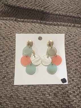 2 pair Colorful Earrings - Mint, Coral & Purple